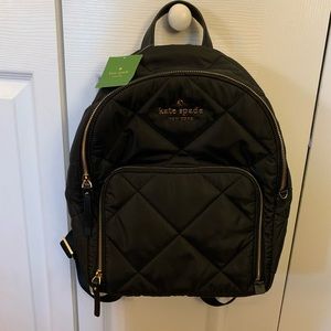 NWT Kate Spade black quilted backpack